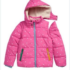 MINI BODEN Kids' 2-in-1 Insulated Jacket In Pink Confetti Star 2-3y